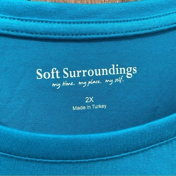 Soft Surroundings 2X Shirt Tunic Short Sleeve Lagenlook layered sheer hem - Picture 6 of 6